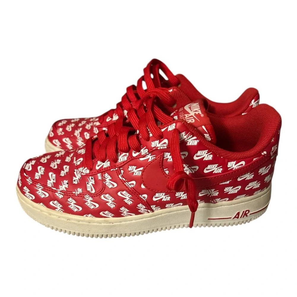Nike‎ Air Force 1 “All Over Logo” Red/White Sz 7.5